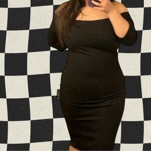 Lulu's Classic Black Off-Shoulder Midi Dress